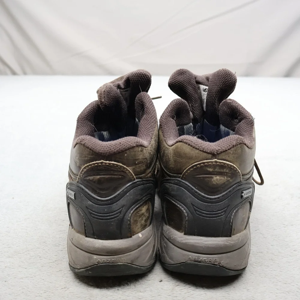 New Balance Men 10.5 Hiking Boots Brown Leather Waterproof Gore-Tex Trail Rugged
